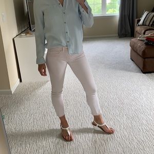 Blush pink super stretch cut off jegging